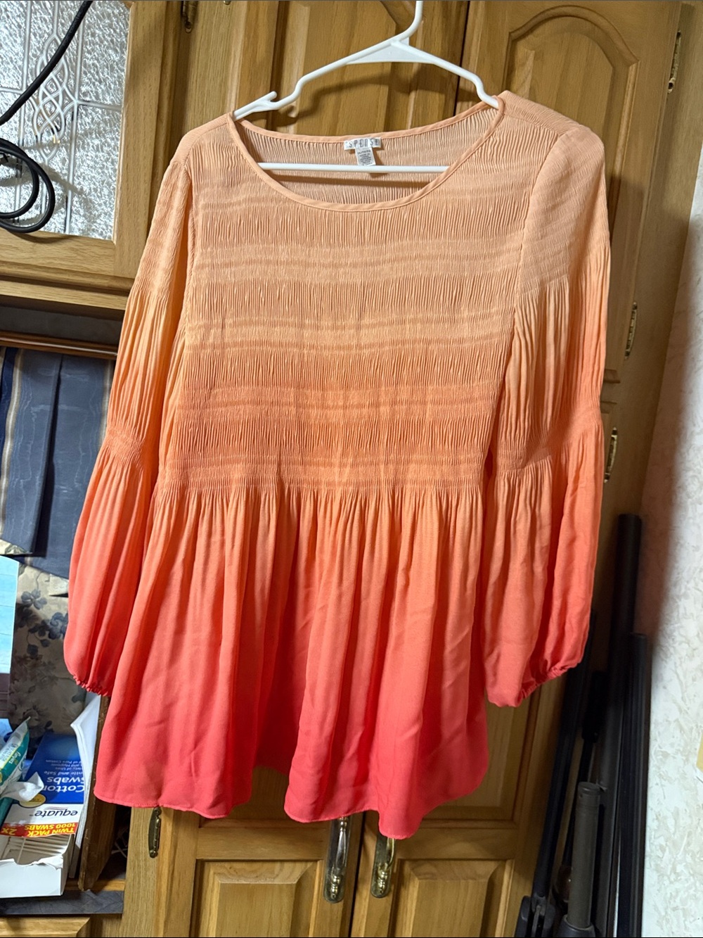 Spense Peach-to-Coral Ombre Babydoll Tunic